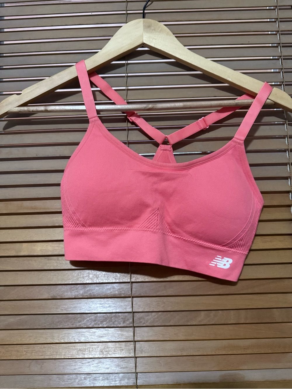 New Balance Coral-Pink Seamless Strappy Sports Bra